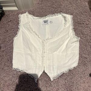 Princess Polly Cream Lace-Trimmed Blouse